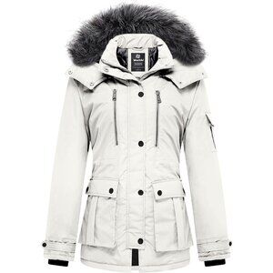 Women's Quilted Winter Coat Warm Puffer Jacket Thicken Parka with Removable Hood